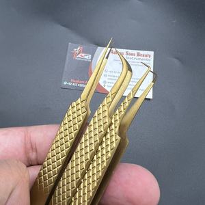 Pinzas Profesionales para Pestañas de Acero Inoxidable Japonés Sostenible, Doradas Mate, de 90 Grados, Delgadas, con Punta Nano Fuerte - Product Image 5