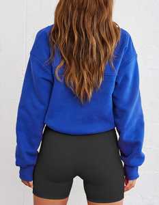 Sudadera con Capucha y Cierre de Cremallera para Mujer, Color Sólido, Manga Larga, Suave, Cálida, Cómoda para Uso Diario, 100% Algodón - Product Image 2