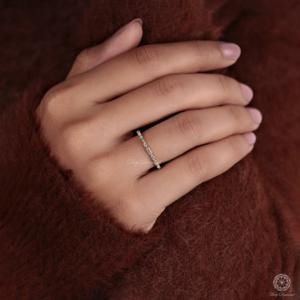 Bague de mariage en diamant de laboratoire: Bague empilable taille baguette et marquise - Product Image 3