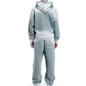 Acid Wash Sweat Suits Zip up Sun Faded Tracksuits Hoodies And <b>Sweatpants</b> <b>Sets</b> 100% Cotton Fleece Tracksuits For Men - Product Image 2