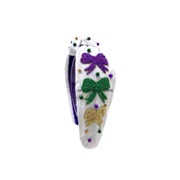 Bandeau en strass en forme de feuille nouée à la main, personnalisable, pour le Mardi Gras, multicolores, accessoires pour cheveux pour femmes, carnaval, fête
