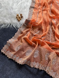 Saree de seda pura de Jimmychoo con hermoso trabajo de bordado Zari y trabajo de diamantes en todo el sari con blusa de trabajo para correr - Product Image 5