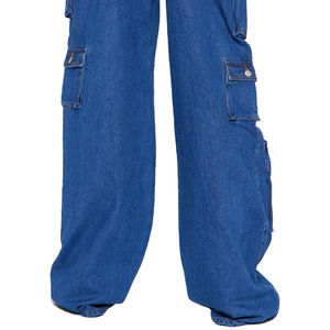 กางเกงยีนส์ขาตรงเอวสูงสำหรับผู้หญิงกางเกงยีนส์แฟชั่น6กระเป๋าทรงโอเวอร์ไซส์กางเกงยีนส์ขาตรงตามสั่ง - Product Image 5