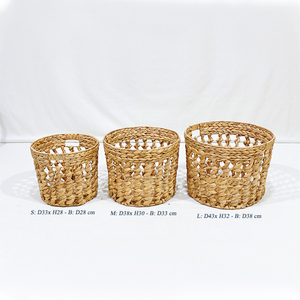 Artex Dong ชุดตะกร้าเก็บของผักตบชวาแบบเปิดโล่งพร้อมที่จับ (3ชิ้น) - Product Image 2