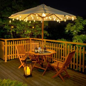 Wooden Garden <b>Table</b> Set Outdoor Patio Furniture Folding Chairs Umbrella Deck Seating for Villa Hotel <b>Balcony</b> - Product Image 1