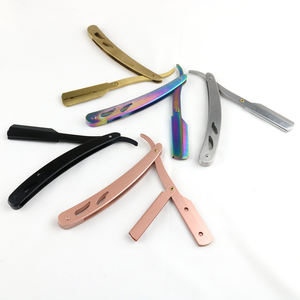 Soporte de hoja de afeitar para hombre, mango de acero inoxidable, borde recto, soporte de maquinilla de afeitar plegable - Product Image 5