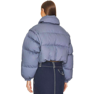 High Quality 2026 Women's <b>Cropped</b> <b>Puffer</b> Coat Customized Thick Nylon <b>Jacket</b> New Winter Design Wholesale OEM Service - Product Image 3