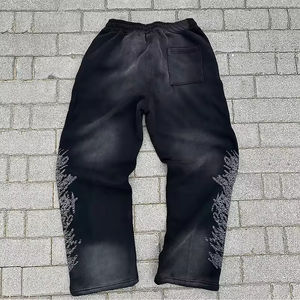 Logo personnalisé 100% coton polaire pantalons de survêtement homme pantalon de survêtement Streetwear brodé plat Double taille pantalons de survêtement - Product Image 6