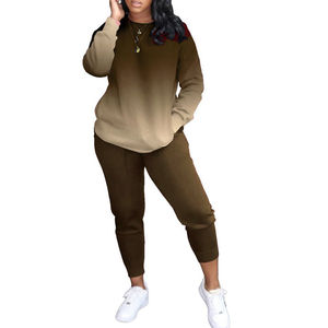 Jersey de cuello redondo de diseño de dos piezas con sombra sólida para mujer, chándal de invierno doble, ropa deportiva de invierno transpirable de talla Regular - Product Image 1