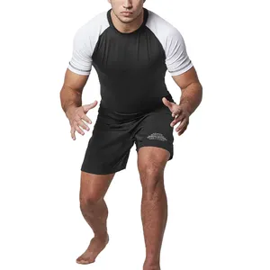 Camisa de compresión con estampado de Surf para hombre, camisa de manga corta con LOGO de MMA, protector de sarpullido UV, sublimada, venta al por mayor, OEM