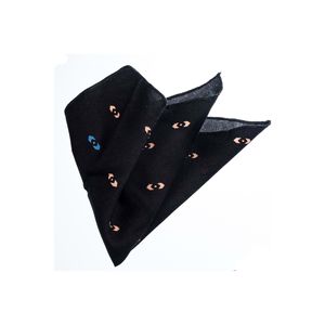 Pañuelo de bolsillo 100% viscosa natural negro con diseño de boca de bebé y patrón azul, accesorio de lujo hecho a mano para hombre, Turquía - Product Image 1