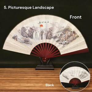 Ventilador de mano plegable artesanal ecológico de madera de pino hecho a mano tradicional diseño decorativo impreso personalizado para religiosos culturales - Product Image 6