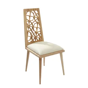 High Quality Patio Hand Crafted Strand Dining Chair Wooden Carving Back Cushion Seat