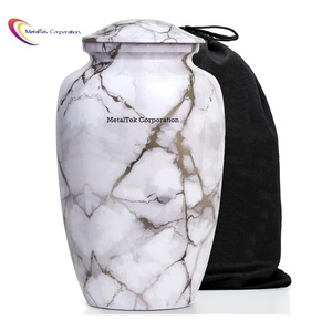Urna de cremación de aleación con acabado de mármol blanco y recuerdo para cenizas cremadas de mascotas humanas suministros funerarios urnas decorativas de entierro conmemorativo - Product Image 6