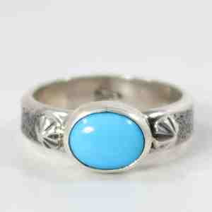 Anillo de plata esterlina con racimo de turquesa estabilizada Kingman de Arizona Anillo de plata esterlina 925 - Product Image 1