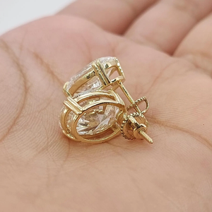 Boucles d'oreilles en diamant de laboratoire taille ovale 4,00 CTW certifiées IGI, en or massif 14 carats, boucles d'oreilles solitaires classiques en diamant pour femmes - Product Image 6