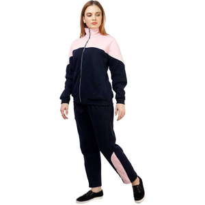 Ensemble de survêtement sportif pour femme avec blocs de couleur, fermeture éclair sur le devant, manches longues, poches latérales, en polyester respirant, idéal pour l'automne - Product Image 4