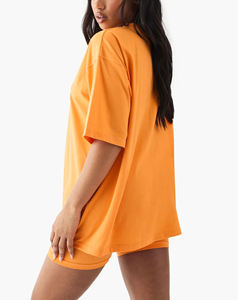 T-shirt femme sur mesure épaule lourde 300GSM respirant logos imprimés personnalisés t-shirt streatwear pour femme - Product Image 2