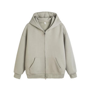 Sweat à capuche pour hommes surdimensionné personnalisé en gros broderie impression logo coton poids lourd blanc unisexe fermeture éclair vers le haut sweats à capuche pour hommes - Product Image 4