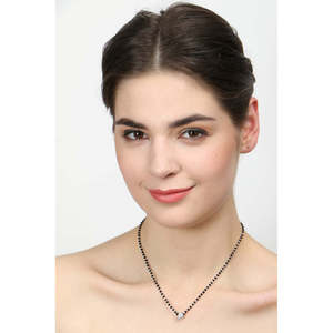 Collar Mangalsutra de Plata Pura para Esposa con Perlas de Diamante en Forma de Bola y Cuentas Chapadas en Oro, Estilo Étnico Religioso con Pavé Dorado - Product Image 5
