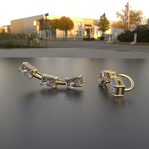 Avarta Jewellery 18k Gold Baguette <b>Cuff</b> <b>Earrings</b> - Product Image 2