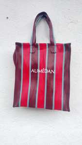 Bolsa de Compras Ecológica Personalizada de Alta Calidad, Fabricada con Nylon Reciclado, con Cierre y Rayas, Tejida a Mano, Moderna, para Cosméticos, Playa o Mercado - Product Image 5