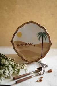 Bandeja de comida de madera de Acacia y pirint hecha a mano de alta calidad, vajilla Rectangular Vintage para el hogar, plato de cocina para herramientas seguras - Product Image 4