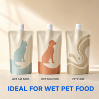 121 ° Pochette souple à bec verseur pour aliments pour animaux de compagnie, résistante aux hautes températures, pour aliments humides pour chats et chiens, sachet d'emballage liquide autoportant