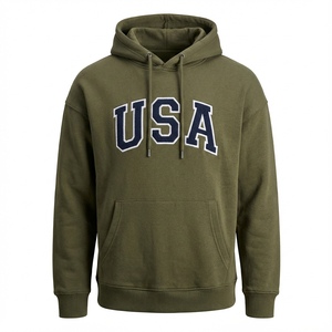 Sudadera Extra Grande para Hombre, de Algodón Grueso y Felpa, con Hombros Caídos, para Invierno, Color Verde Oliva, Sensación Premium - Product Image 1