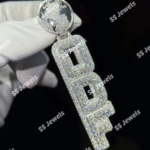 Colgante de Plata de Ley 925 estilo hip hop cristiano para hombre, chapado en rodio, moissanita, Diamante VVS helado, nombre personalizado, dijes para - Product Image 2