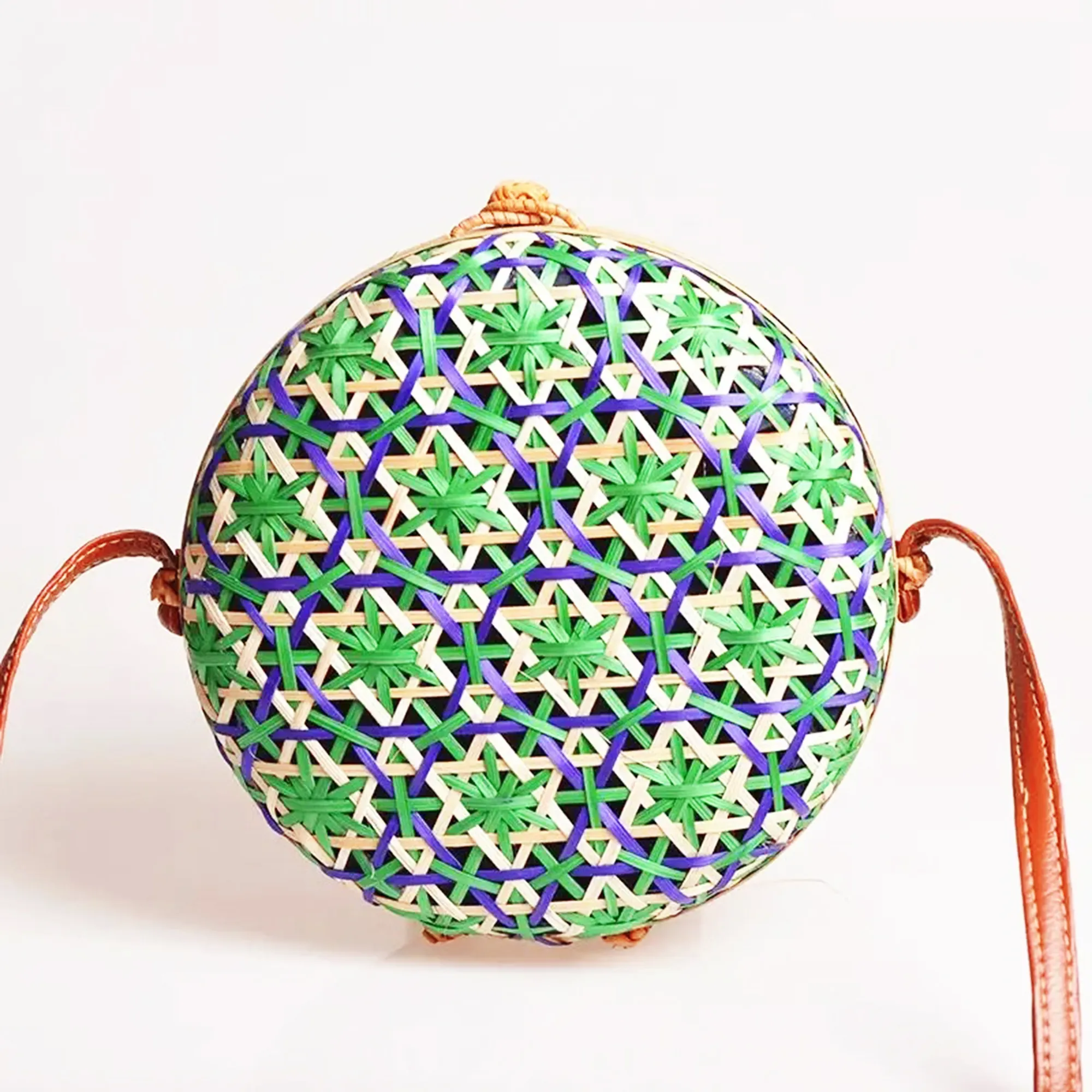 Sıcak öğeler Mix renk omuzdan askili çanta tote çanta el sanatları kadınlar yeşil ev el sanatları VietNam fabrika gelen hasır zanaat özelleştirmek