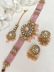 Venta caliente indio Rajwari Mala collares y pendientes para novias tradicionales conjuntos de collar combinado de lujo de alta calidad para mujeres - Product Image 3