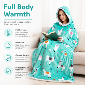 Bulk Custom Every Size Family Bonding <strong>Cosy</strong> Oversized Kangaroo Pockets Fitted Ribbed Warming Winter Woven Hooded Wearable <strong>Blanket</strong> - Product Image 3