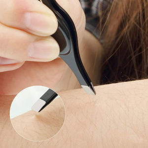 Pinzas de cejas con recubrimiento de Color negro, pinzas de depilación con mango para el pulgar - Product Image 6