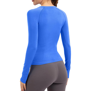 Tops de capa base de fitness para mujer, camisetas de compresión de entrenamiento de manga larga para gimnasio, correr, yoga y ropa para correr con logotipo personalizado - Product Image 3