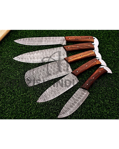 Juego de cuchillos de cocina profesional de 5 uds., cuchillo de pelar de estilo japonés, patrón de Damasco, mango de resina de acero inoxidable, uso de frutas - Product Image 5