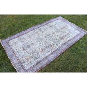 Alfombra Turca Vintage de 3.8x6.9 pies, Alfombra de Lana Azul - Product Image 3