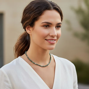 Collar de Cuentas Hechas a Mano Ajustables Clásicas, Chapadas en Oro de 18K y Plata de Ley, con Turquesa Facetada en Forma de Bloque Kingman - Product Image 5