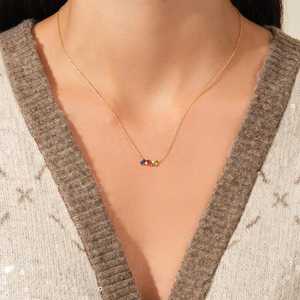 สร้อยคอจี้หินประจำเดือนเกิดสำหรับครอบครัว รูปทรงบาแกตต์ เงินแท้ 925 เครื่องประดับสั่งทำพิเศษ แสดงความรักในครอบครัว สวมใส่ได้ทุกวัน สำหรับเด็ก - Product Image 2