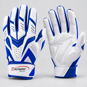 Premium Quality American Football <b>Gloves</b> Full Finger <b>Sports</b> <b>Gloves</b> White Blue PU Breathable Hook And Loop Unisex All Seasons - Product Image 1