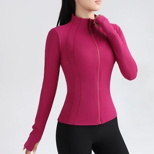 Top de Yoga con cremallera completa para mujer de gimnasio con chaqueta para correr Fitness Stretch Fit manga larga cuello redondo Top ropa deportiva - Product Image 4