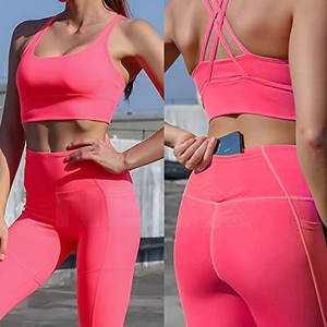 Ensemble de yoga pour femmes en polyester à usage extérieur à bas prix Ensemble de yoga pour femmes en matériau durable - Product Image 5