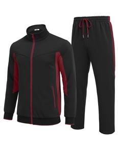 Chándal de lana atlético para hombre, conjunto de 2 piezas, manga larga, cremallera completa, Sudadera con capucha, pantalones de chándal para correr informal, traje de entrenamiento de invierno - Product Image 1