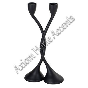 Juego de portavelas de aluminio exclusivo hecho a mano, respetuoso con el medio ambiente, Chic Axiom, acentos para el hogar, elegante mesa de comedor, mármol cónico decorativo - Product Image 3