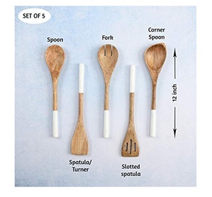 Ensemble de 6 ustensiles en bois SmartBuy de Flipkart, ensemble de bols de cuisson très vendus, fabriqué en Inde, comprenant un ensemble de serveurs à salade en bois - Product Image 4