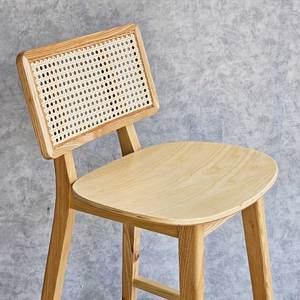 Contemporary Scandinavian GBSK014 Wooden Bar <b>Stool</b> Mesh <b>Back</b> Solid Wood Steel Construction for Farmhouse Kitchen Dining Room - Product Image 3