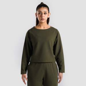 เสื้อถักสำหรับผู้หญิง GA Ultimate สีเขียวมะกอกสำหรับออกกำลังกาย - Product Image 1