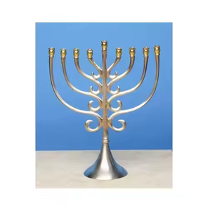 Decor Impex Metal Wire Menorah Candleholder <b>Black</b> Powder Coated Christmas Wedding Decorative <b>Candlestick</b> Holder Home Decoration - Product Image 4