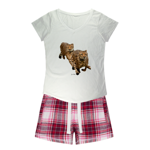 Cheetah Brothers T-shirt décontracté pour filles et short en flanelle douce pour la saison d'automne - Product Image 3