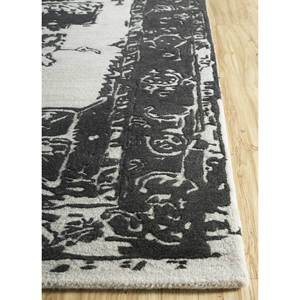 Tapis en laine et viscose tufté à la main Mythos, gris et noir, motif médaillon, tissage plat, pour la maison, le couloir, tapis rectangulaire en jute - Tnq-3205 (Cs-01) - Product Image 4